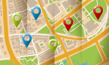 Broşür ile işaretli kıvrımlar şehir haritası