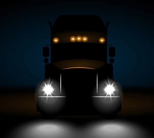 Εξωτερική άποψη ρεαλιστική φορτηγό τη νύχτα Εικονογράφηση Αρχείου