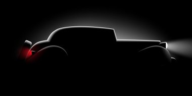 gerçekçi retro araba siluet karanlıkta