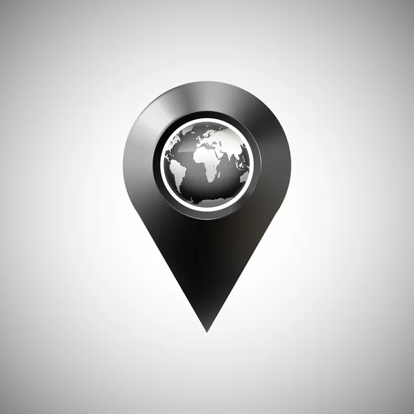 Donkere surround the globe met markering locatie — Stockvector