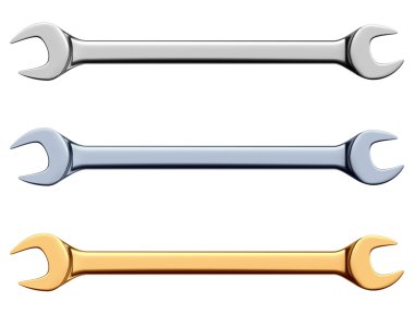 Open-End anahtarı üzerinde izole beyaz bacground ayarla