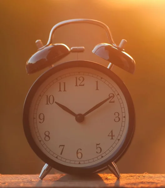 Relógio Alarme Preto Manhã — Fotografia de Stock