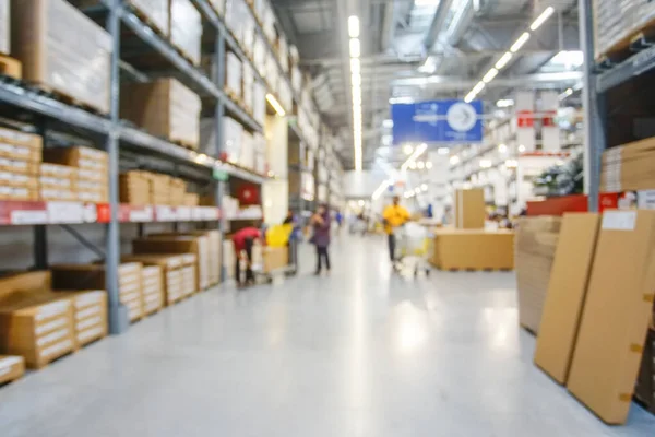 Blurred Background Image of goods Shelf in Warehouse or Storehouse