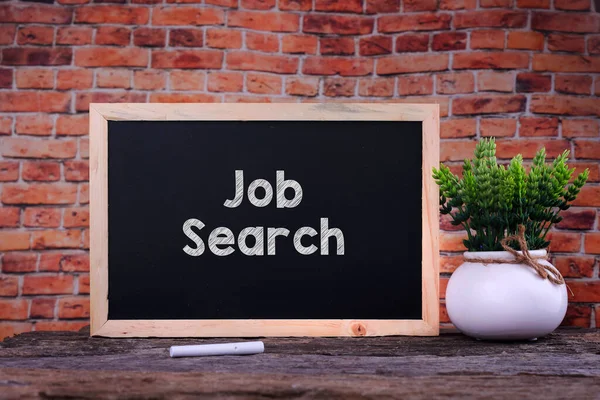 Job Search Word Blackboard Green Plant — Stock Fotó