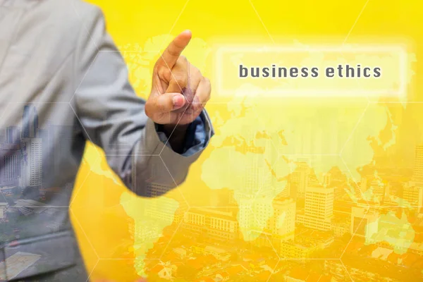 Business Ethics Λέξη Στην Οθόνη Αφής Φουτουριστικό Έννοια — Φωτογραφία Αρχείου