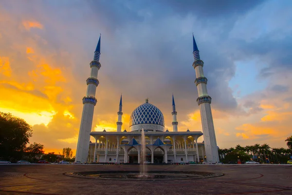 Západ Slunce Masjid Negeri Shah Alam Nebo Oficiálně Známý Jako — Stock fotografie