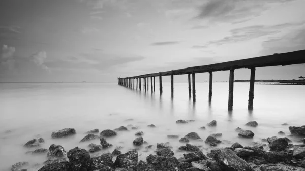 Long Exposure Shot Old Broken Jetty Pastel Sunset Royalty Free Stock Photos