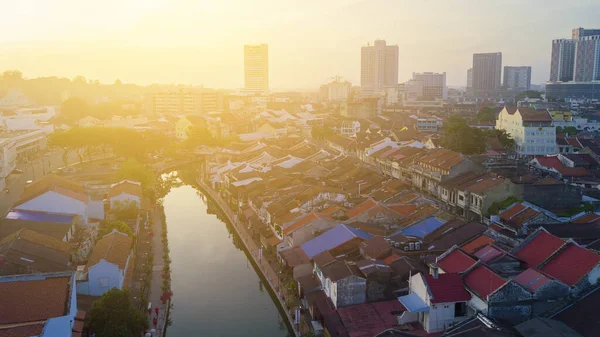 Άριστη Θέα Της Πόλης Malacca Κατά Την Ανατολή Του Ηλίου — Φωτογραφία Αρχείου