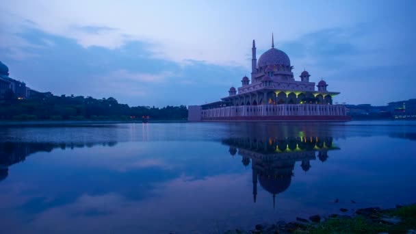 Малаккский Пролив Мечеть Timelapse Masjid Selat Melaka Малакка Малайзия — стоковое видео