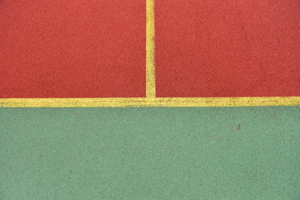 Detail of crossed yellow lines on football playground. Detail of — Stock Photo, Image