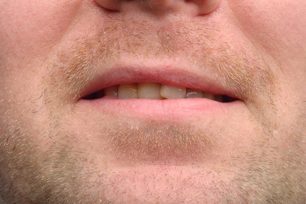 Детальне зображення людини, що показує зуби. Стоматологічна охорона здоров'я. Хіг — стокове фото