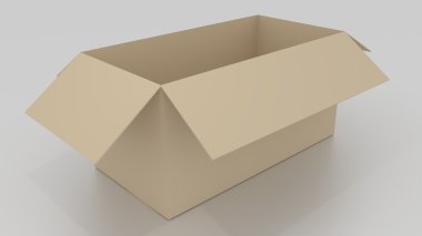 Boş kahverengi karton kutu açılmış, tarih içinde şeyler sarmak hazır 