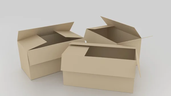 Empty brown cardboard boxes opened, ready to wrap things in it o — Stock Photo, Image