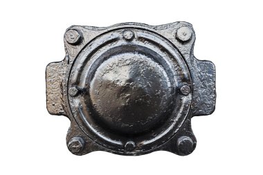 Beyaz arka plan üzerinde izole siyah metal kapak