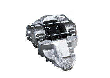 Yastıkları beyaz arka plan üzerinde izole mekanik araç fren sistemi