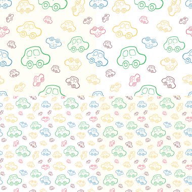 Elle çizilmiş arabalı desen