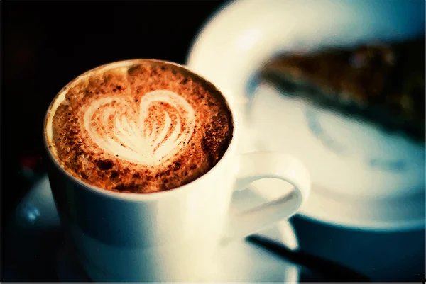 Kaffee mit Herzmuster — Stockvektor