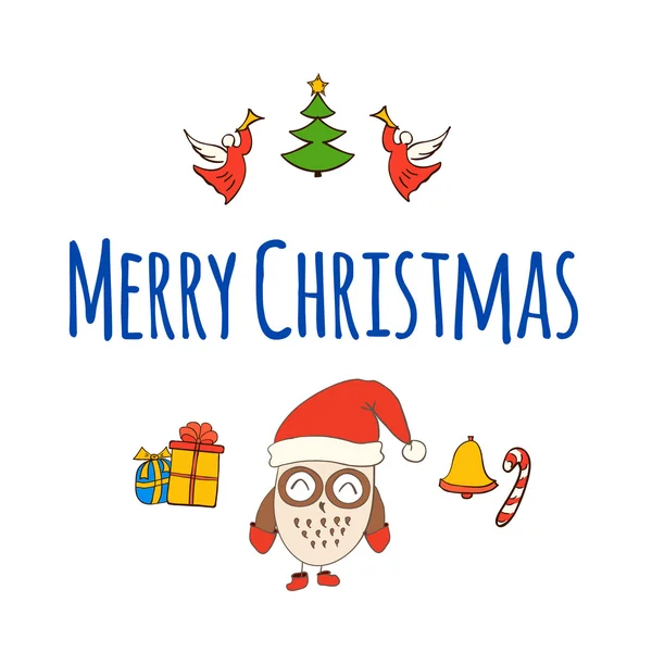 Vánoční přání s roztomilý sova. — Stockový vektor
