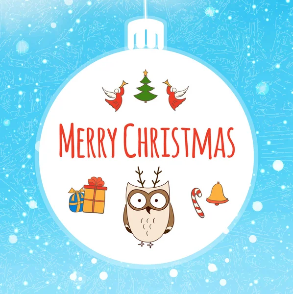 Vánoční přání s roztomilý sova. — Stockový vektor