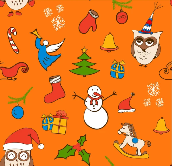Dibujos animados Navidad patrón sin costura — Vector de stock