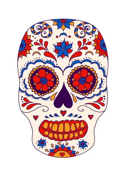 Ilustracja kolor Sugar skull — Wektor stockowy