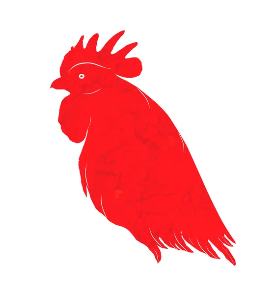Silueta de gallo rojo — Vector de stock
