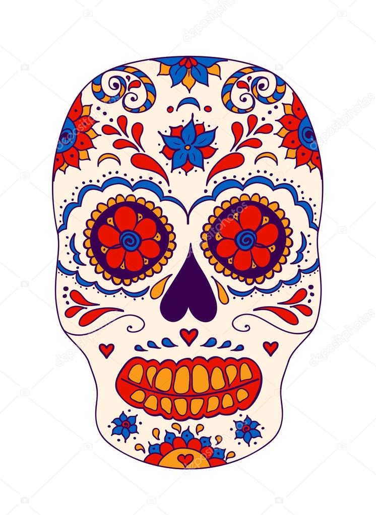 sugar skull color illustration