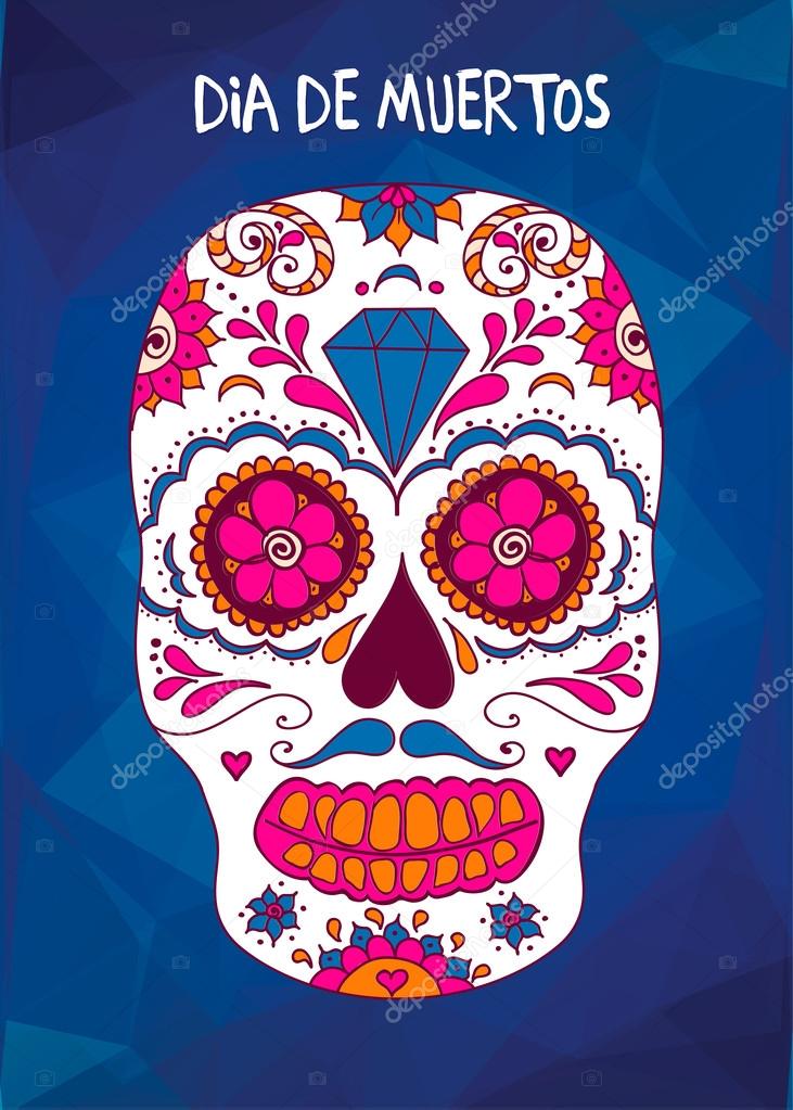 sugar skull color illustration