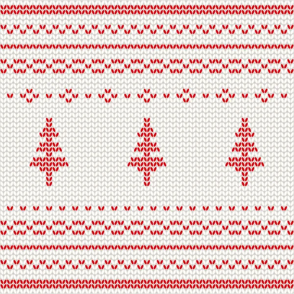 クリスマス ツリーの編み物パターン — ストックベクタ