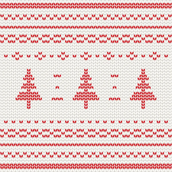 Christmas tree knitted pattern — Stock Vector