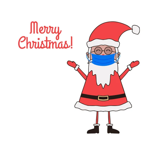 Noel tebrik kartı, içinde tıbbi maskeli şirin Noel Baba ve fotokopi alanı olan..
