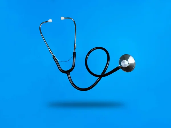 Levitating Stethoscope Blue Background Shadow Stock Photo — Stock Photo, Image