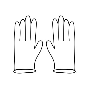 Basit bir çift lateks eldiven çizimi. Beyaz bir arkaplanda izole edilmiş.