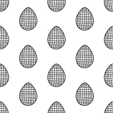 Paskalya yumurtalarından elde çizilmiş kusursuz desenler. Beyaz bir arkaplanda izole edilmiş.