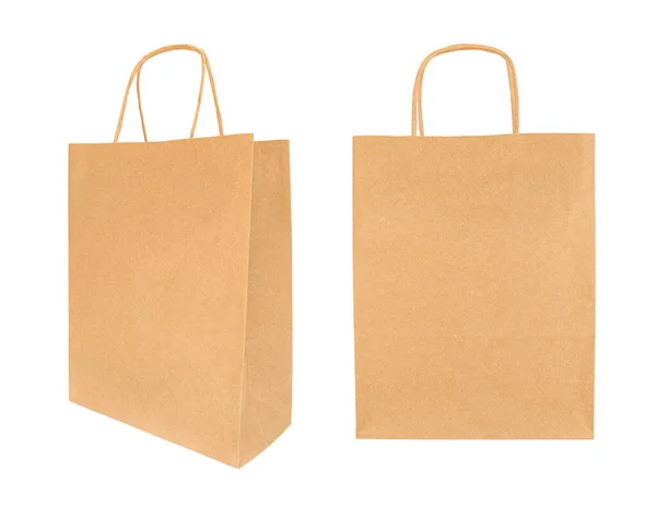 Craft Shopping Paper Bag Two Angle Views Isolated White Background — Stock Photo, Image