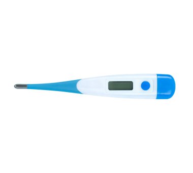 Elektronik termometre beyaz arka planda izole edildi. Tıbbi araç.
