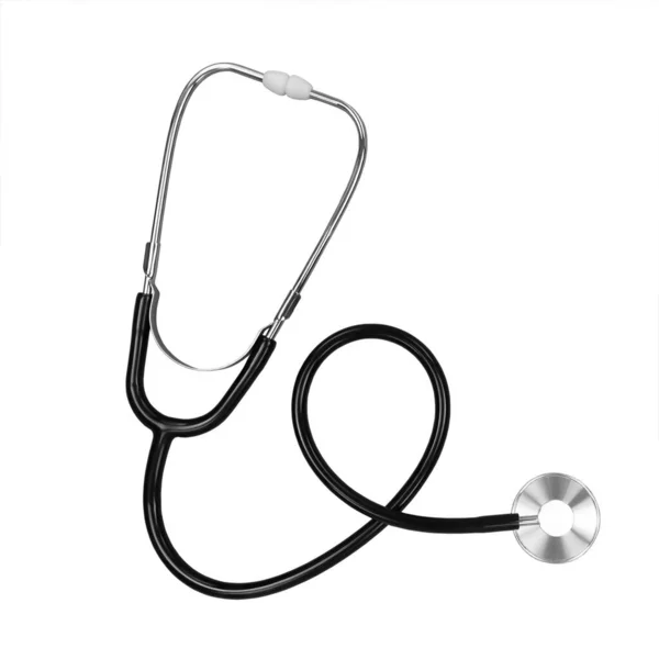 Black stethoscope isolated on white background. Stock photo. — Stock Photo, Image