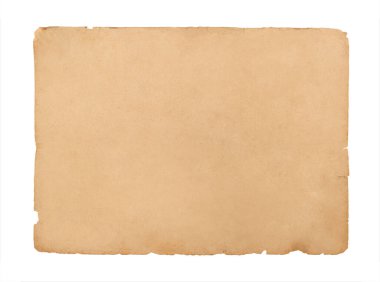 Beyaz arkaplanda izole edilmiş eski bir kağıt parçası.