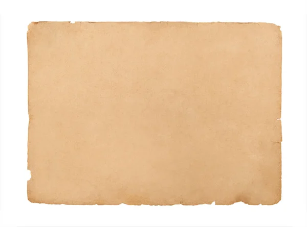 Altes Blatt Papier isoliert auf weißem Hintergrund. — Stockfoto