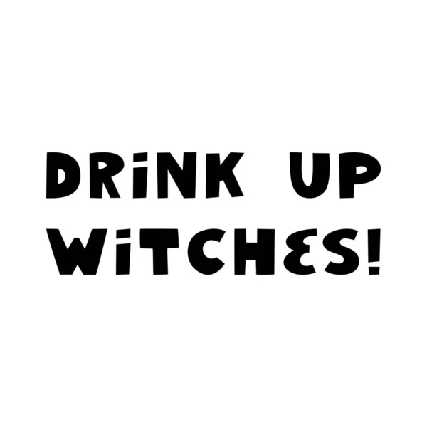 Bebe Brujas Cita Halloween Lindo Texto Dibujado Mano Estilo Escandinavo — Vector de stock