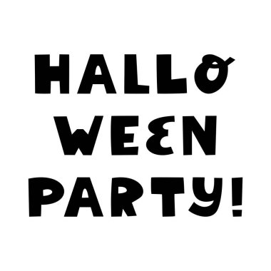 Halloween party. Cute hand drawn lettering in modern scandinavian style. Isolated on white background. Vector stock illustration.