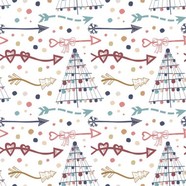 Soyut stil ve oklarla bir noel ağacı resminin vektör illüstrasyonu.