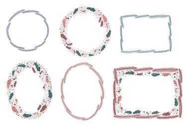 Bir dizi Noel çelengi ve çerçevesi.