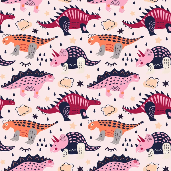 Dinosaures motif sans couture — Image vectorielle