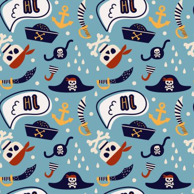 Korsanlarla kusursuz şablonun vektör çizimi.