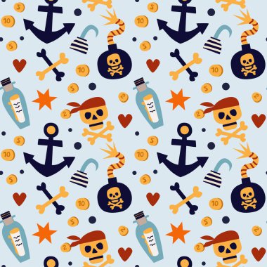 Korsanlarla kusursuz şablonun vektör çizimi.