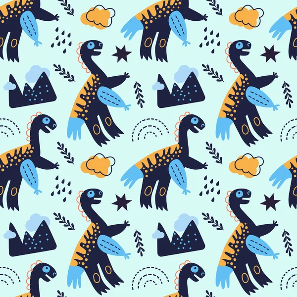 Illustration vectorielle du motif sans couture avec dinosaure. — Image vectorielle