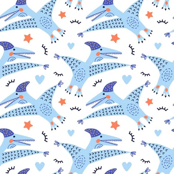 Illustration vectorielle du motif sans couture avec dinosaure. — Image vectorielle