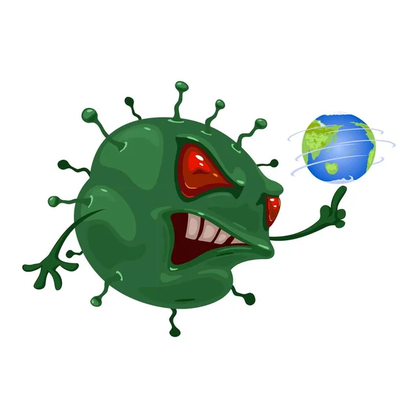 Cartoon Monster Virus und Planet — Stockvektor