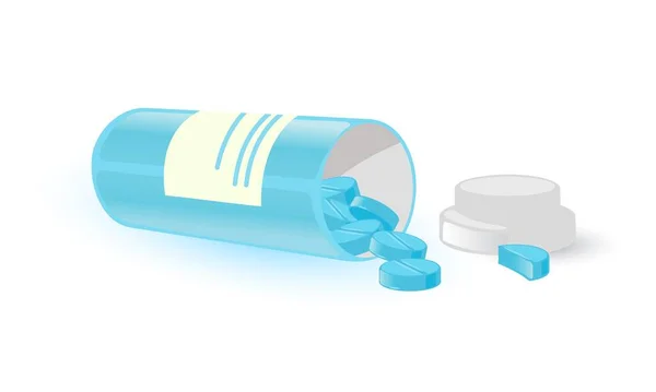 Desenhos animados garrafa caída com comprimidos —  Vetores de Stock
